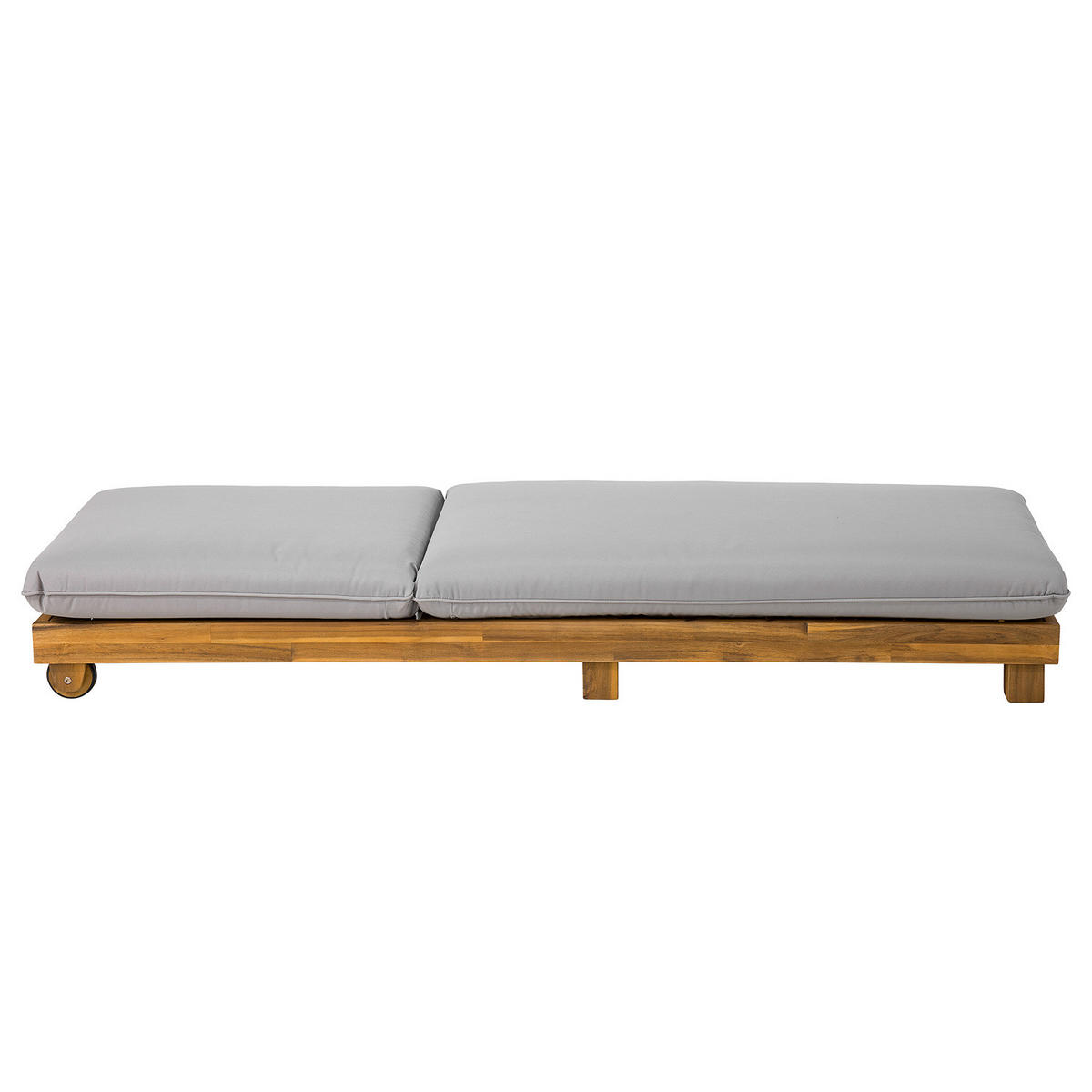 GARTENLIEGE - Akazie massiv / Polyester - Braun / Grau - Verstellbar - Braun/Grau, Holz/Textil (200/32/65cm) - home24