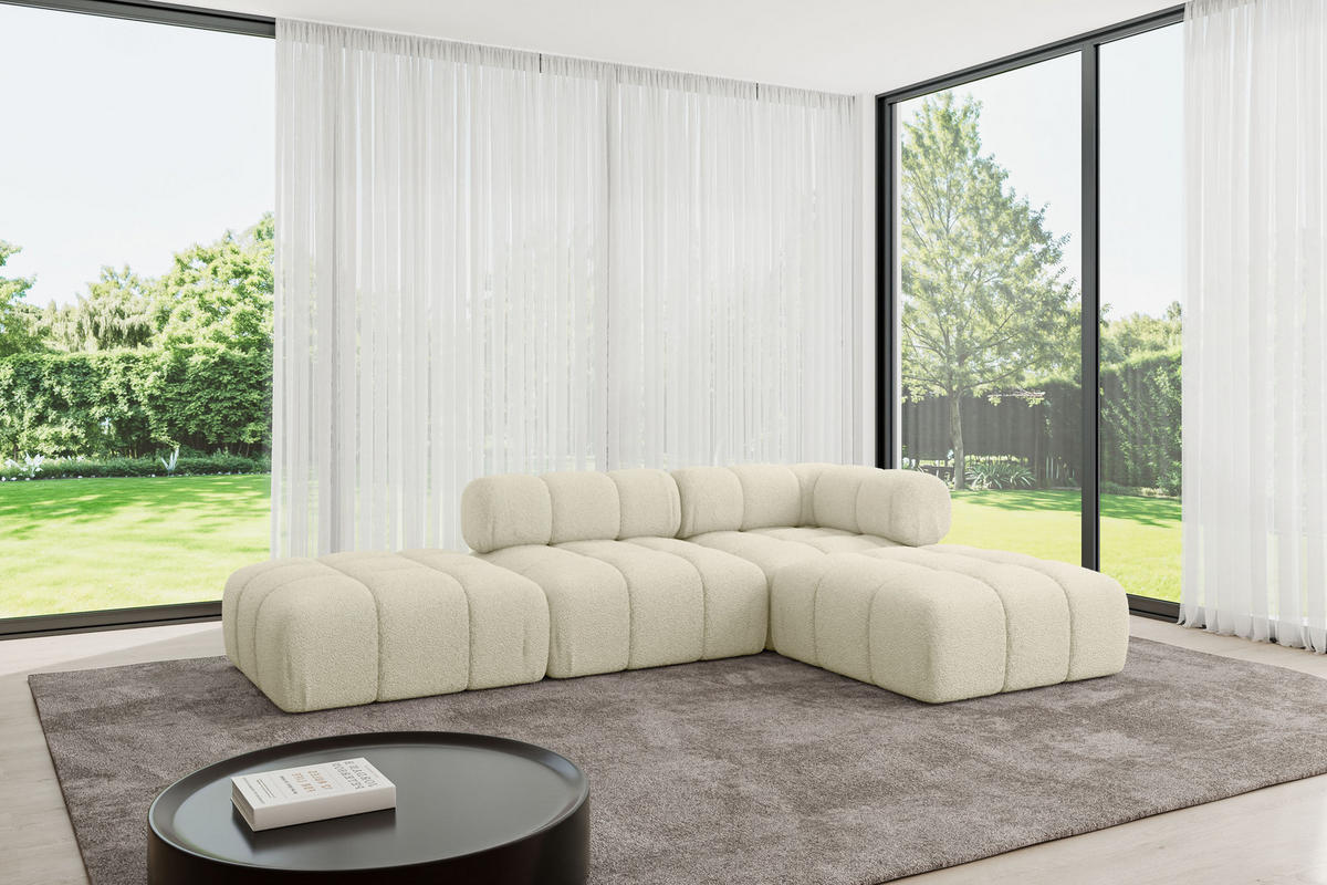 ECKSOFA modulares Sofa Kerru-L1 - 285x190x70 cm Beige Bouclé - Beige, Holzwerkstoff/Textil (285/190cm) - ALTDECOR