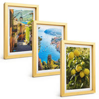BILDER SET 3er Set - 20x30 cm Goldrahmen - Straßen am Meer, ein Meer aus Zitronen - Goldfarben, Kunststoff (20/30cm) - TULUP