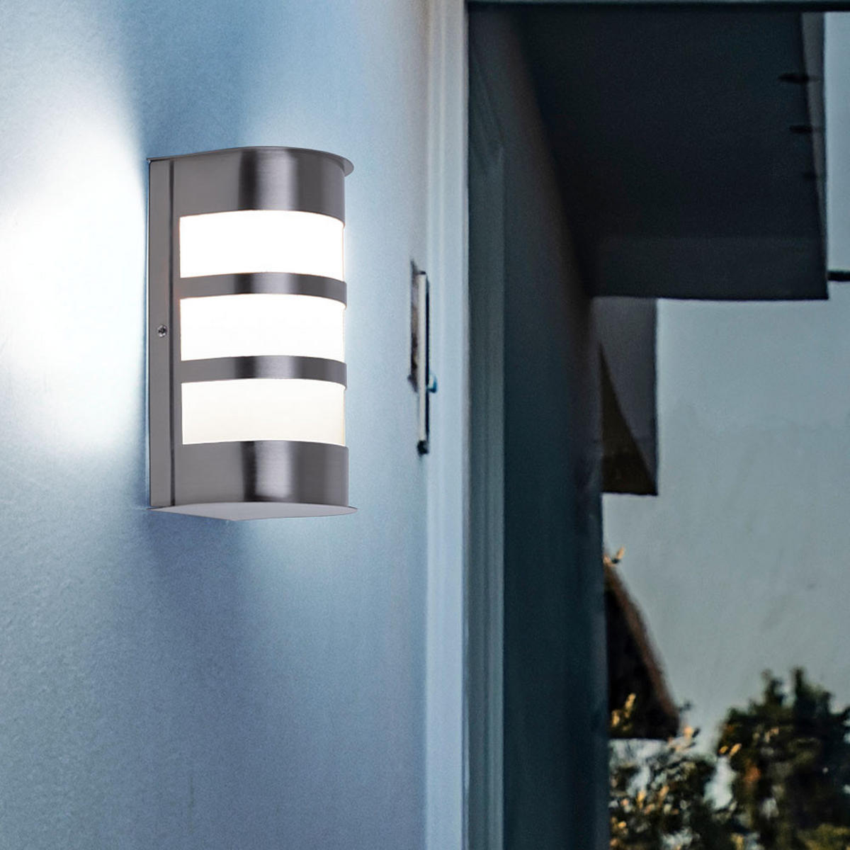LED AUSSEN-WANDLEUCHTE Edelstahl Silber - Silberfarben, Kunststoff/Metall (13/23/12cm)