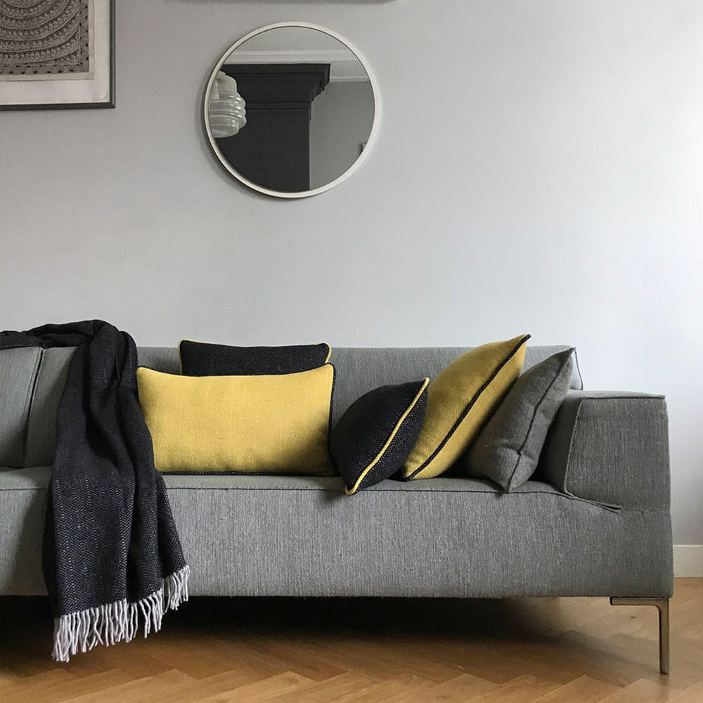 WOLLDECKE Recycelt Struktur Schwartz 131x170 - Schwarz, Textil (131/170cm) - Malagoon