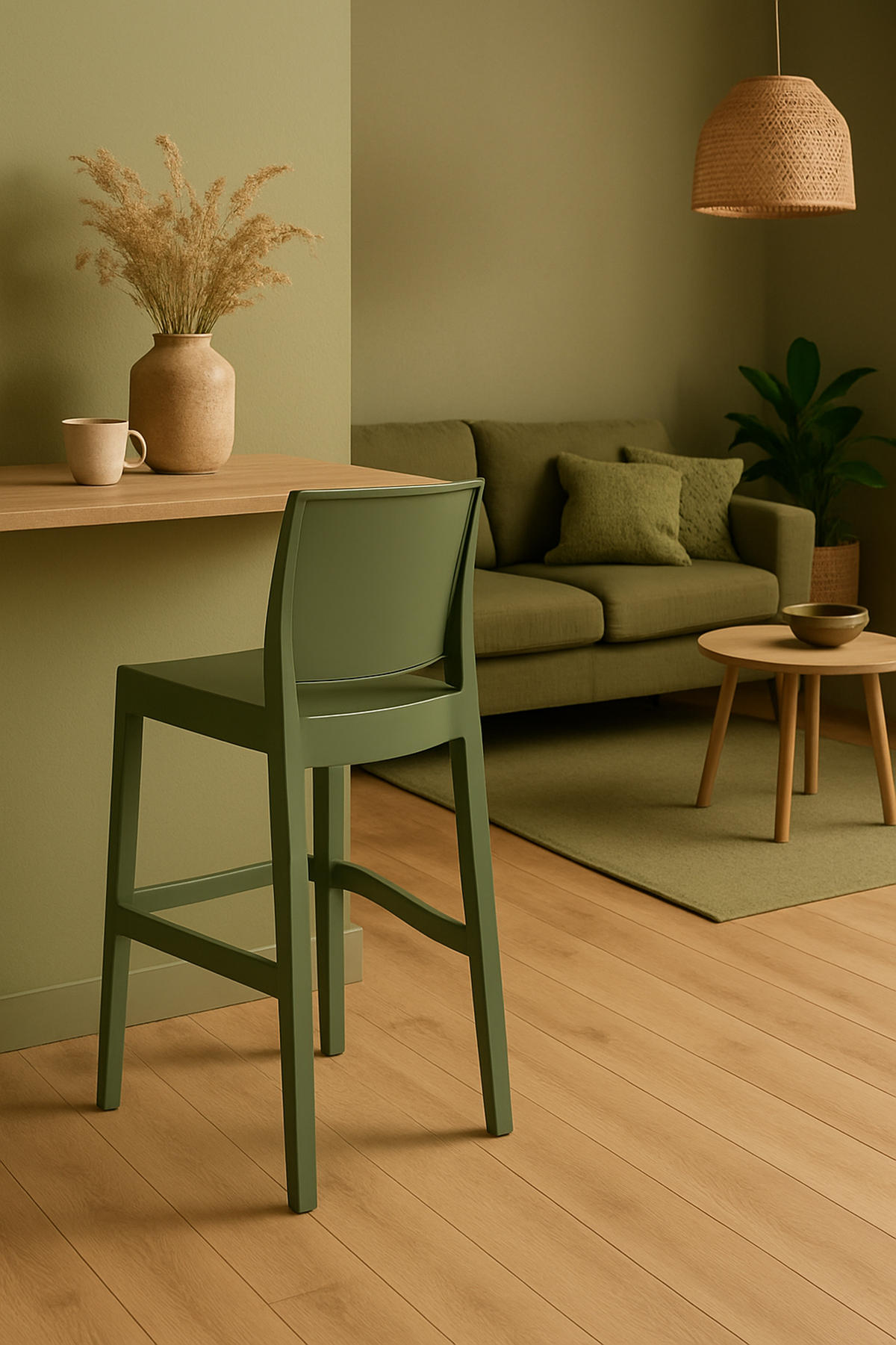 BARHOCKER 4er Set Maybrit oliv - Grün, Kunststoff/Textil (45/105/51cm) - TPFLiving