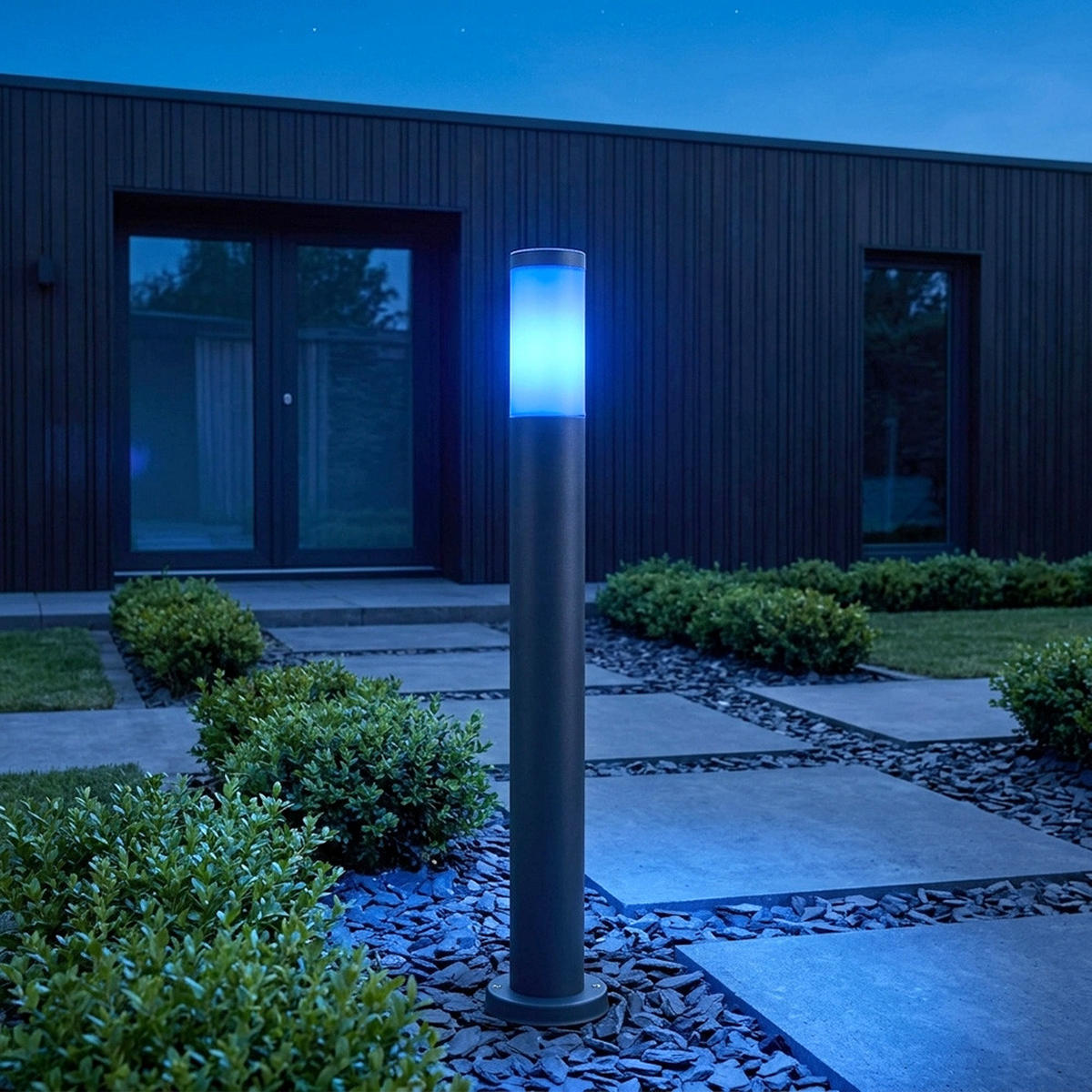 LED STEHLEUCHTE Edelstahl Anthrazit - Anthrazit, Metall (7.6/11/80cm) - Globo Lighting