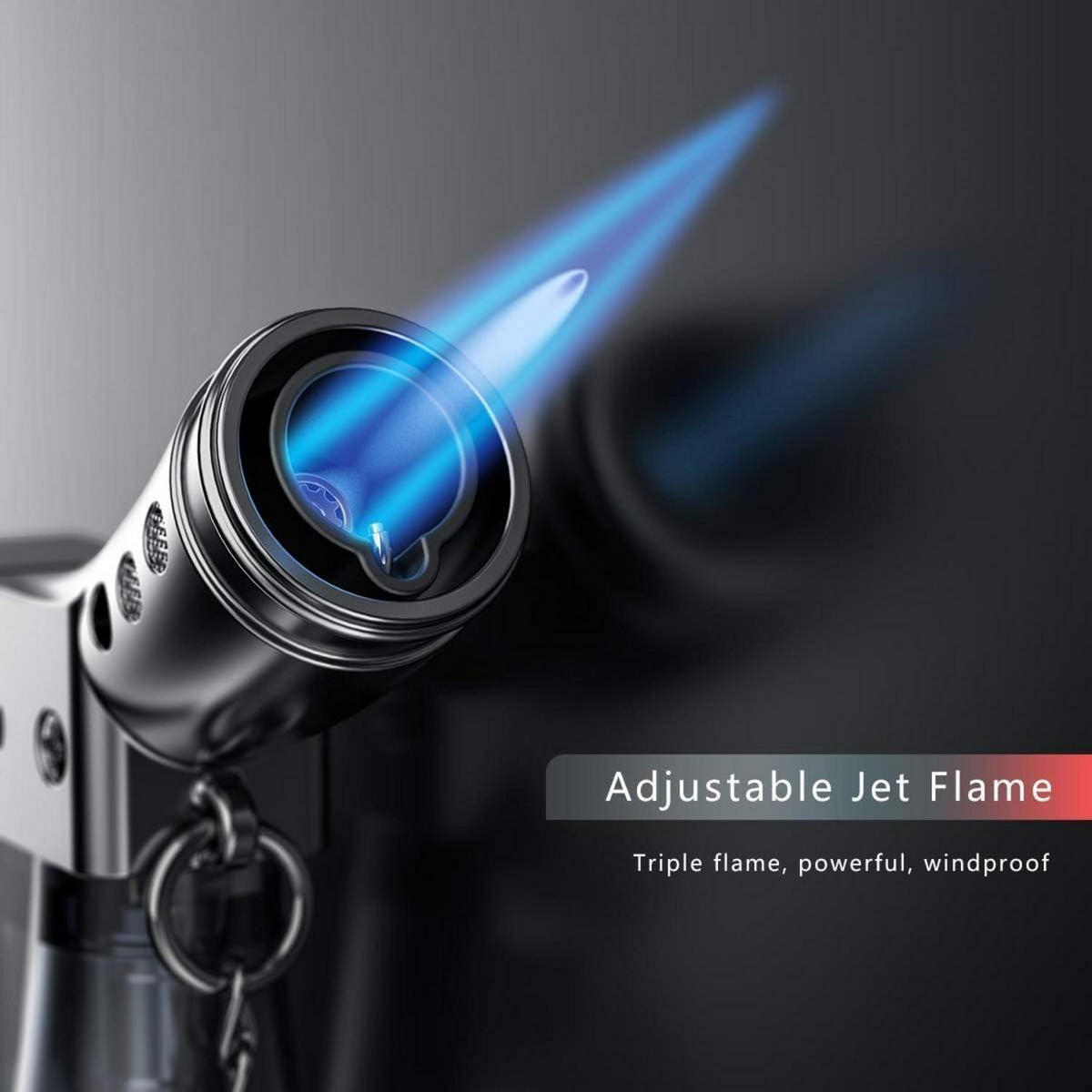 STURMFEUERZEUG 2er Set Jetflamme nachfüllbar abwinkelbar blau - Transparent, Kunststoff (4.9/2.2/8.5cm)