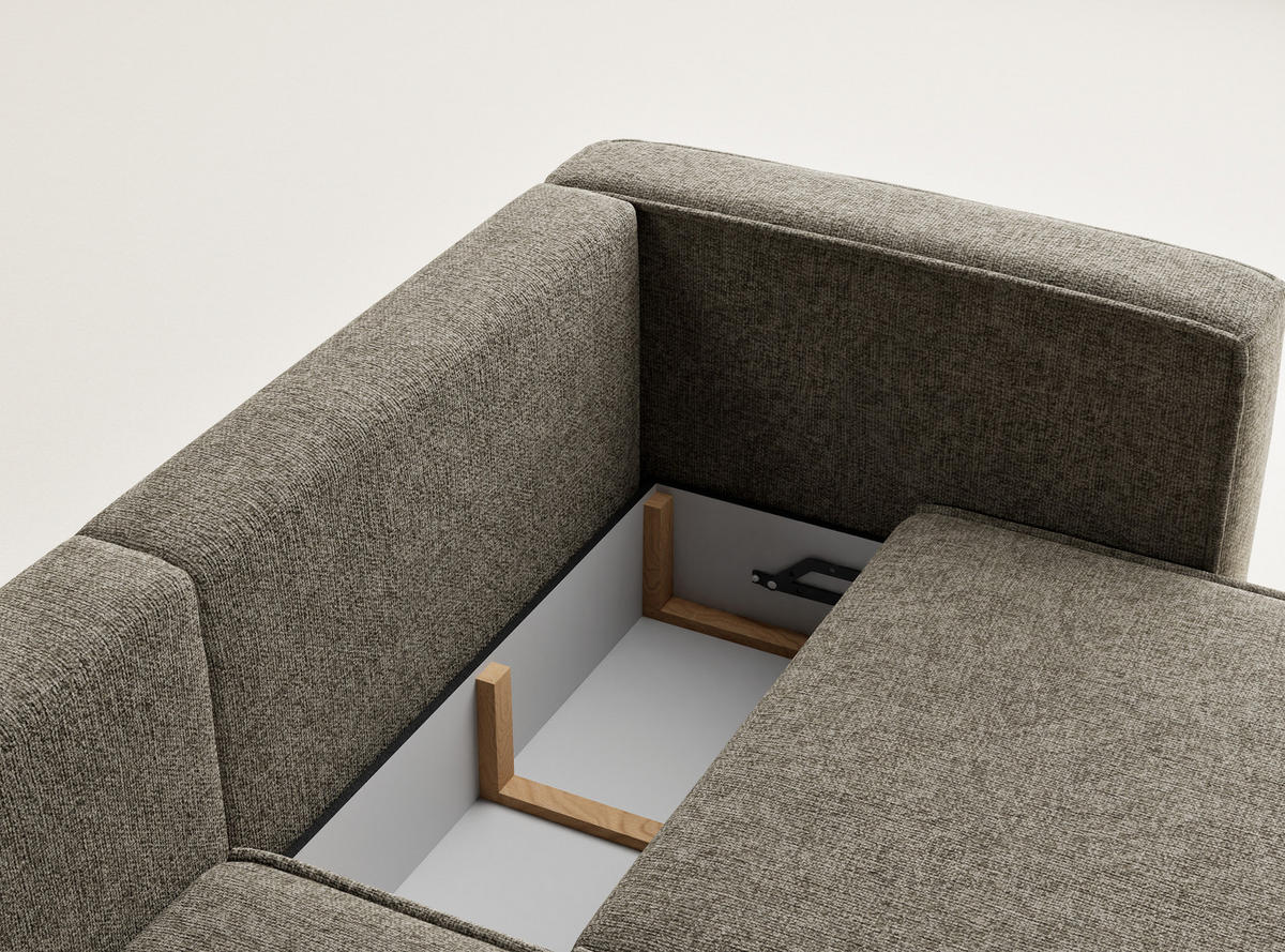 ECKSOFA MIT SCHLAFFUNKTION Velto Braun Chenille-Stoff - Schwarz/Braun, Holz/Holzwerkstoff (152/250cm) - Maison de Reve