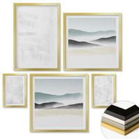 WANDBILDER 5er Set - 50x50 cm & 20x30 cm & 40x60 cm Goldrahmen - Weiße Flecken auf Leinwandhintergrund - Goldfarben, Kunststoff (40/60cm) - ArtPrintCave