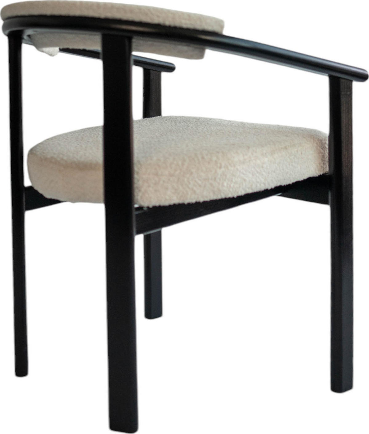 ESSZIMMERSTUHL KIRO 4er Set in Weiß Boucle mit schwarzen Buchenholzbeinen 56/55/73 cm - Schwarz/Weiß, Holz/Textil (58/72/47cm) - WFL GROUP