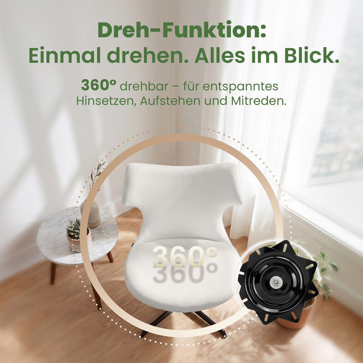 DREHSTUHL 2 Lederlook Weiß - Schwarz/Weiß, Textil (65/79/69cm) - CLP