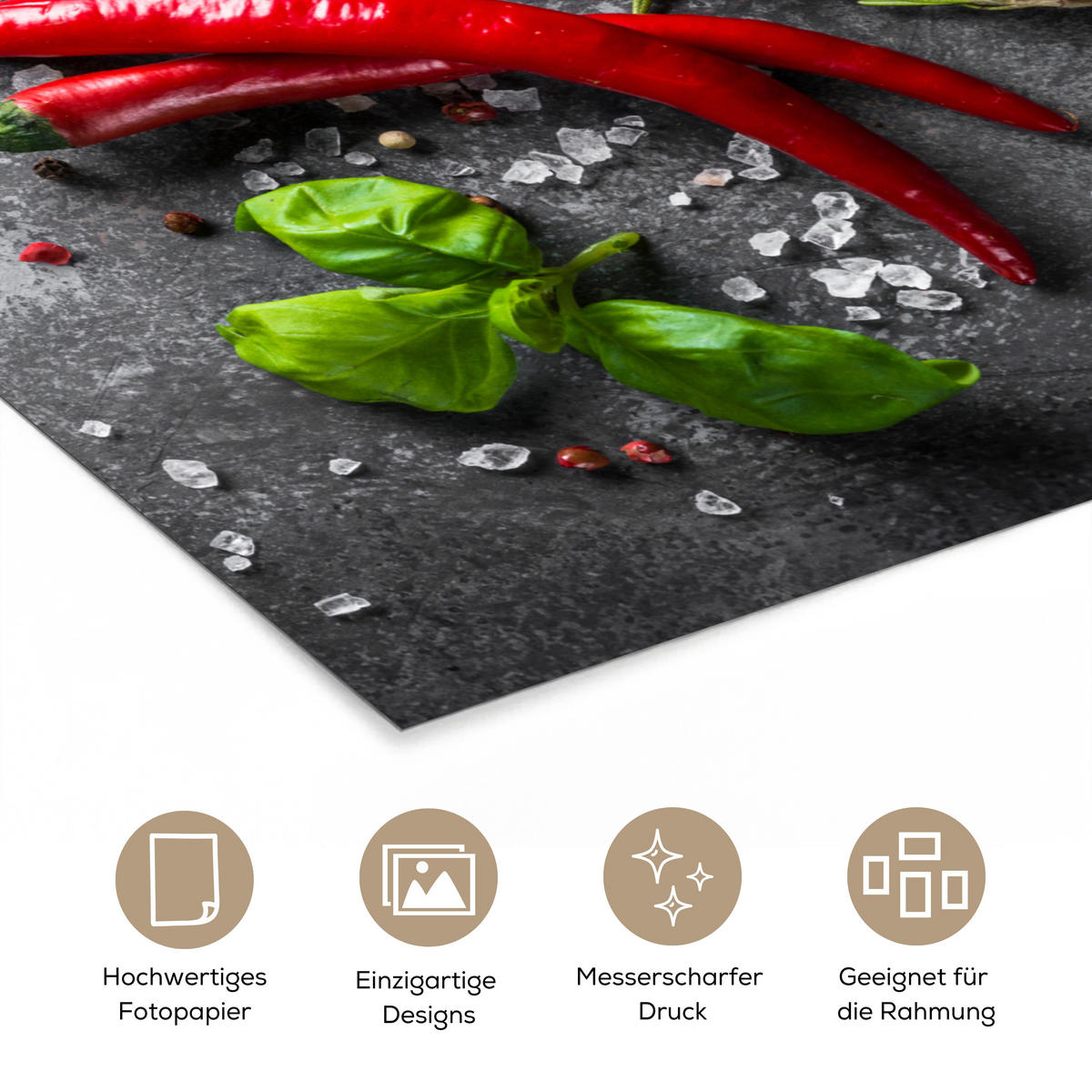 POSTER Pfeffer - Kräuter - Gewürze - Beton 30x40 cm - Dunkelgrau, Papier (30/40/0.1cm) - MuchoWow
