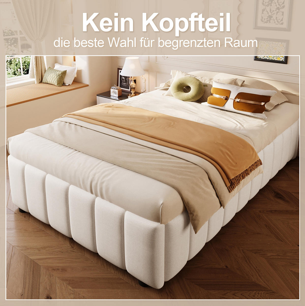 POLSTERBETT 90/200 cm Beige aus Leinen mit hydraulischem Stauraum - Beige, Textil (90/200cm) - OKMYHOME