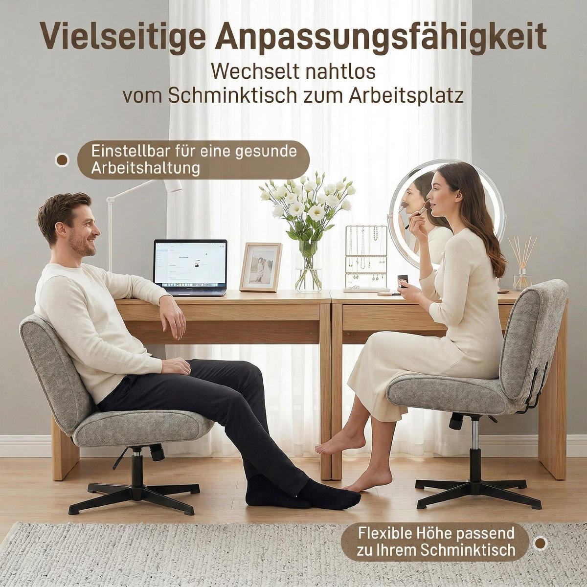 DREHSESSEL DE-06913 drehbar & höhenverstellbar mit Samtbezug Grau - Grau, Textil/Metall (63/90/75cm) - ComfortXL