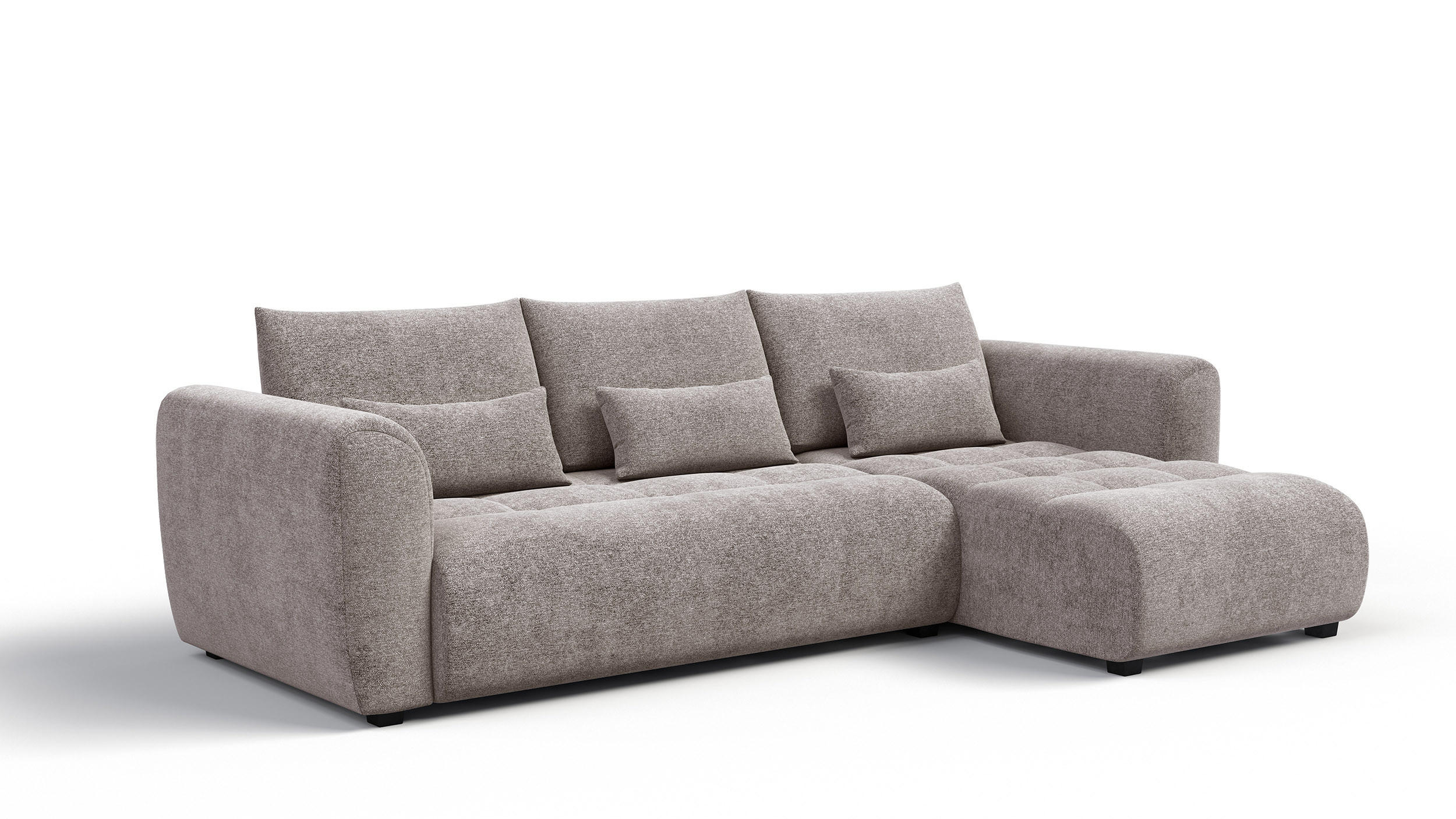 ECKSOFA SORENO 4-Sitzer, dunkelbeige - Beige/Schwarz, Holz/Textil (293/171cm) - Courtois Laville