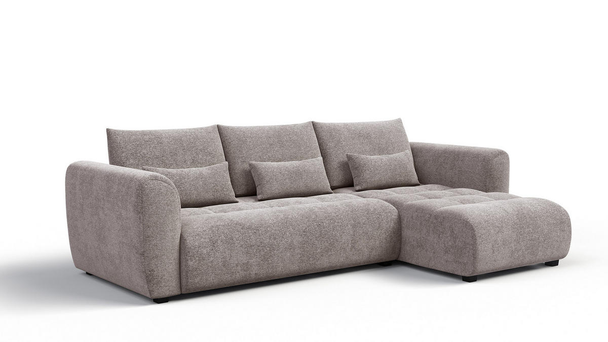 ECKSOFA SORENO 4-Sitzer, dunkelbeige - Beige/Schwarz, Holz/Textil (293/171cm) - Courtois Laville