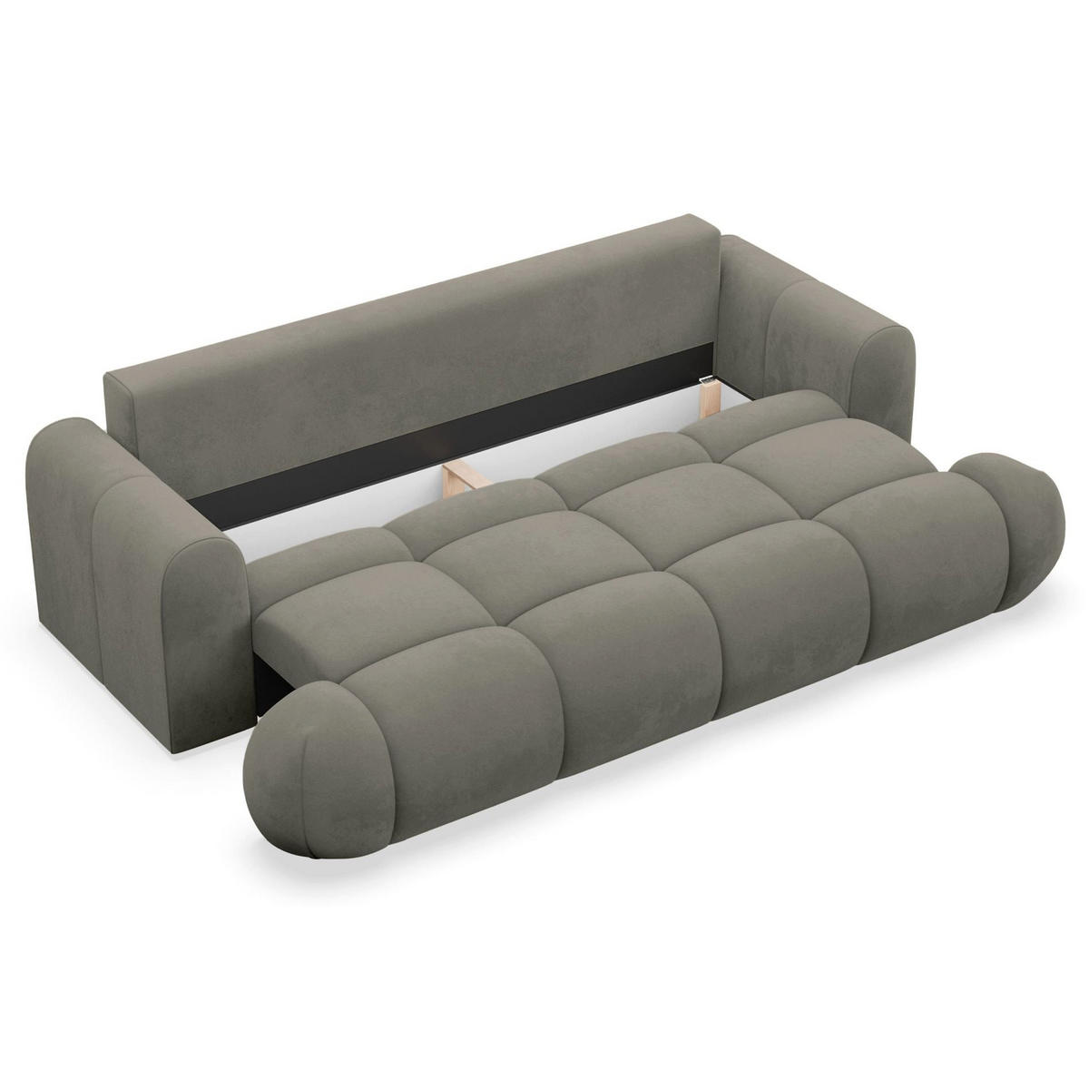 3-MÍSTNÁ POHOVKA Ombo Doce Tmavě béžová voděodolný samet - černá/antracitová, textil/plast (250/92/110cm) - Selsey
