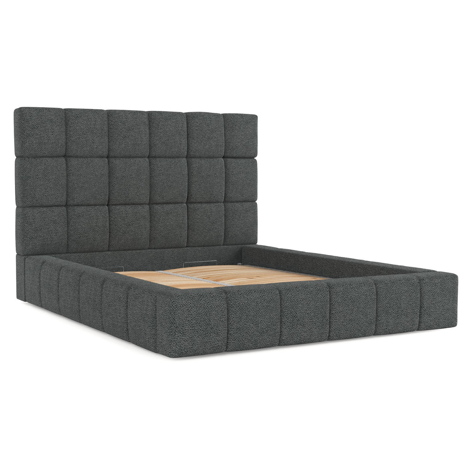 POLSTERBETT Skiathos mit Stauraum 180/200 cm Anthrazit im Bubble Stoff - Anthrazit/Schwarz, Holz/Holzwerkstoff (180/200cm) - AltaBeds