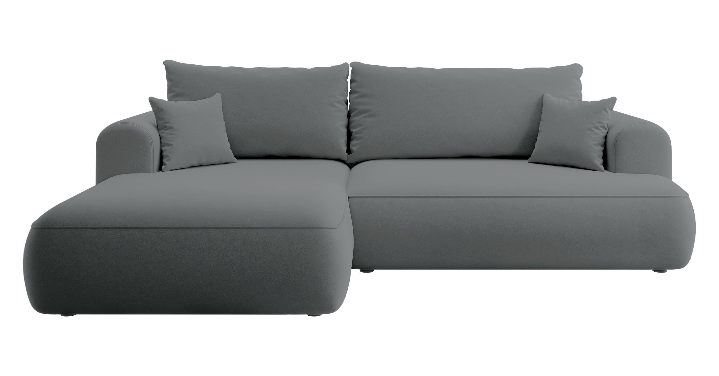 ECKSOFA Ovo Dunkelgrau Velours - Dunkelgrau/Schwarz, Kunststoff/Textil (260/165cm) - Selsey