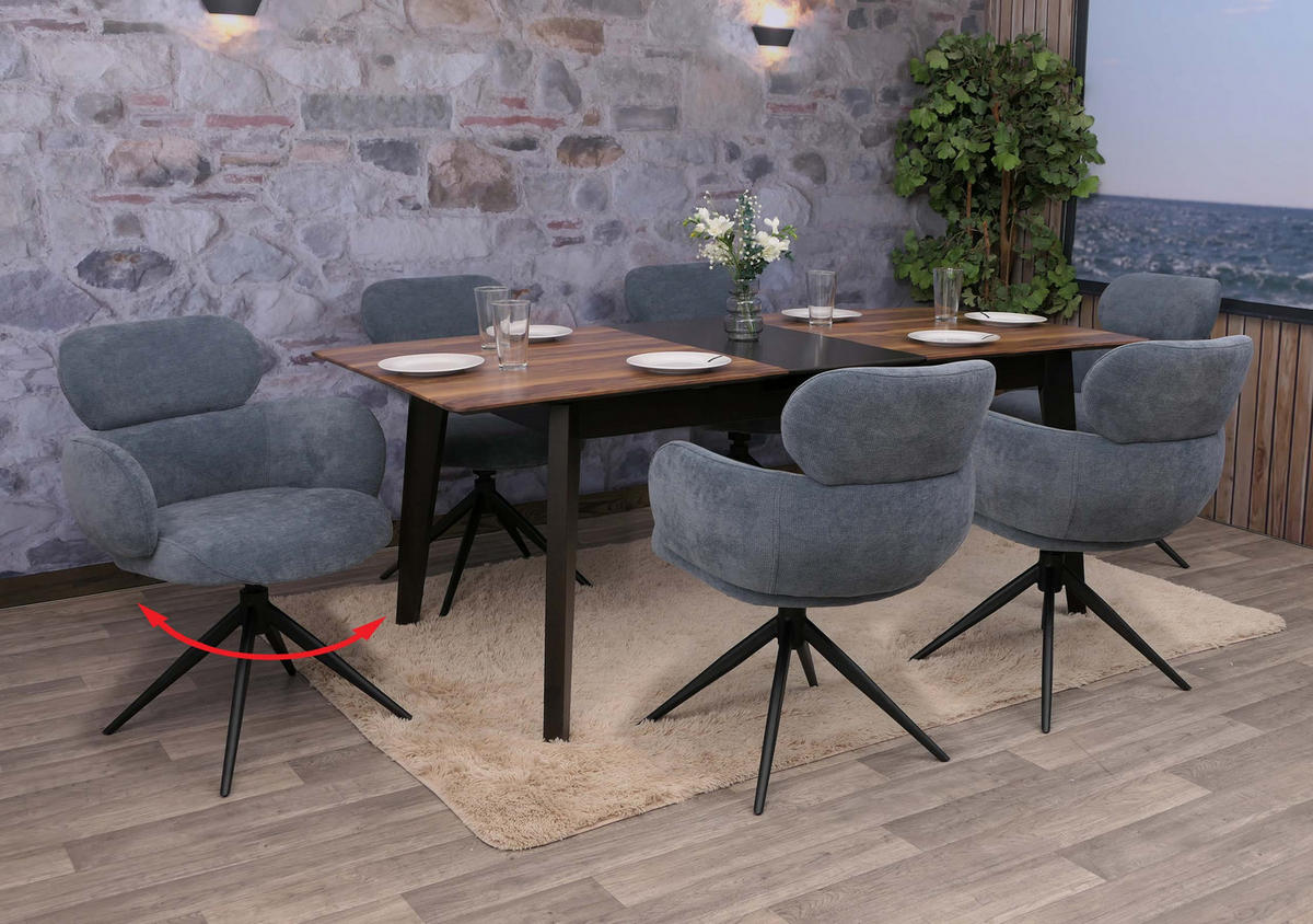 ESSZIMMERSTUHL Grau, Blau 6er-Set - Blau/Grau, Textil (61/86/69cm) - MCW