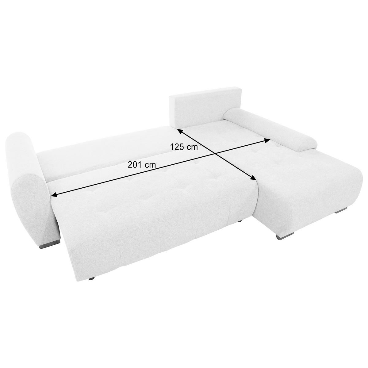 ECKSCHLAFSOFA Dallas mit Bettkasten, 255 cm, Beige, rechts, Velour-Stoff - Cappuccino, Textil (255/175cm) - Beautysofa
