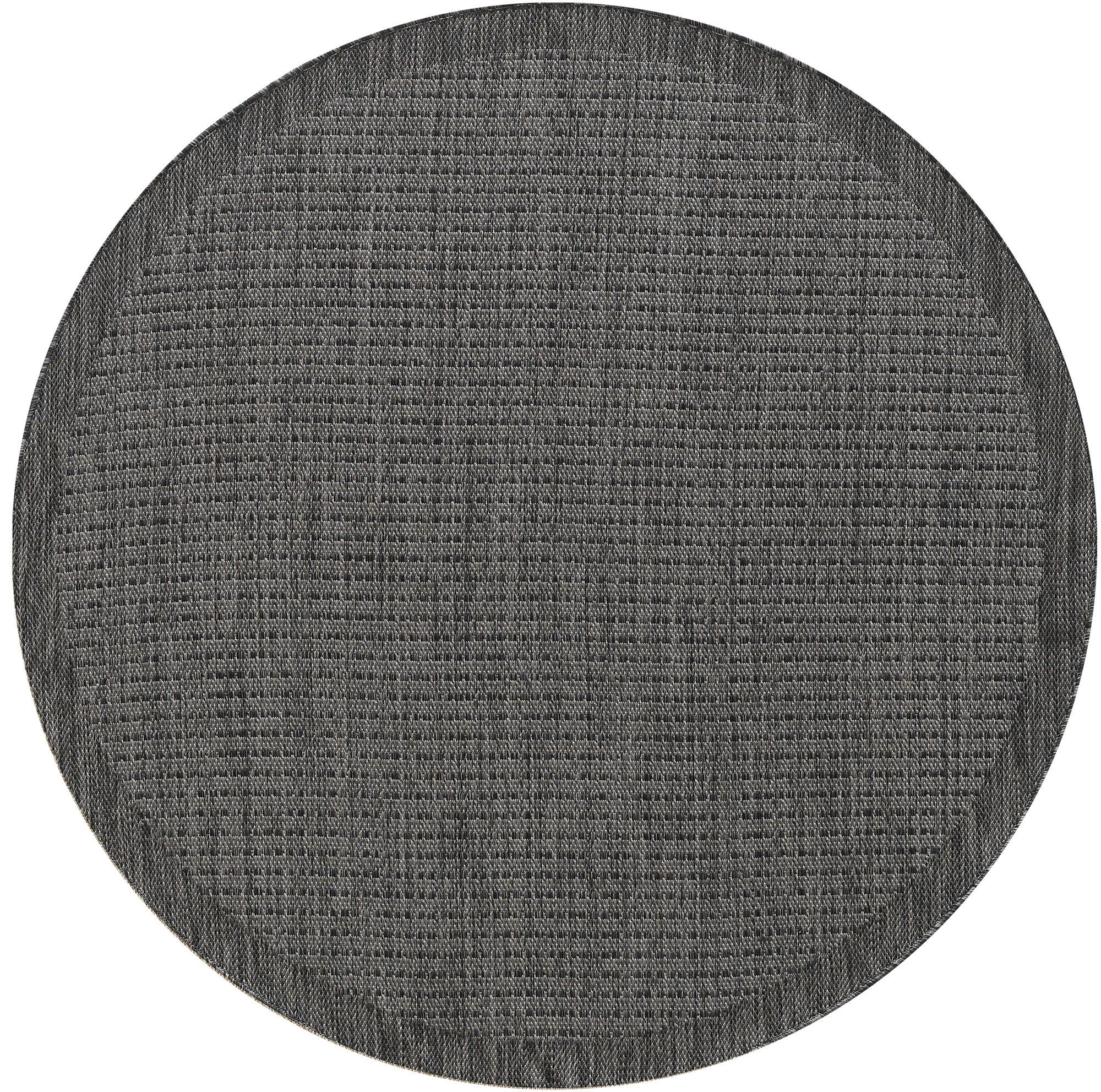 TEPPICH Outdoor Flachgewebe Uni-Farbe Polypropylen Balkon Schwarz Rund 160x160 - Schwarz, Textil (160/160cm) - KADIMA DESIGN