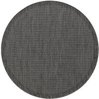 TEPPICH Outdoor Flachgewebe Uni-Farbe Polypropylen Balkon Schwarz Rund 200x200 - Schwarz, Textil (200/200cm) - KADIMA DESIGN