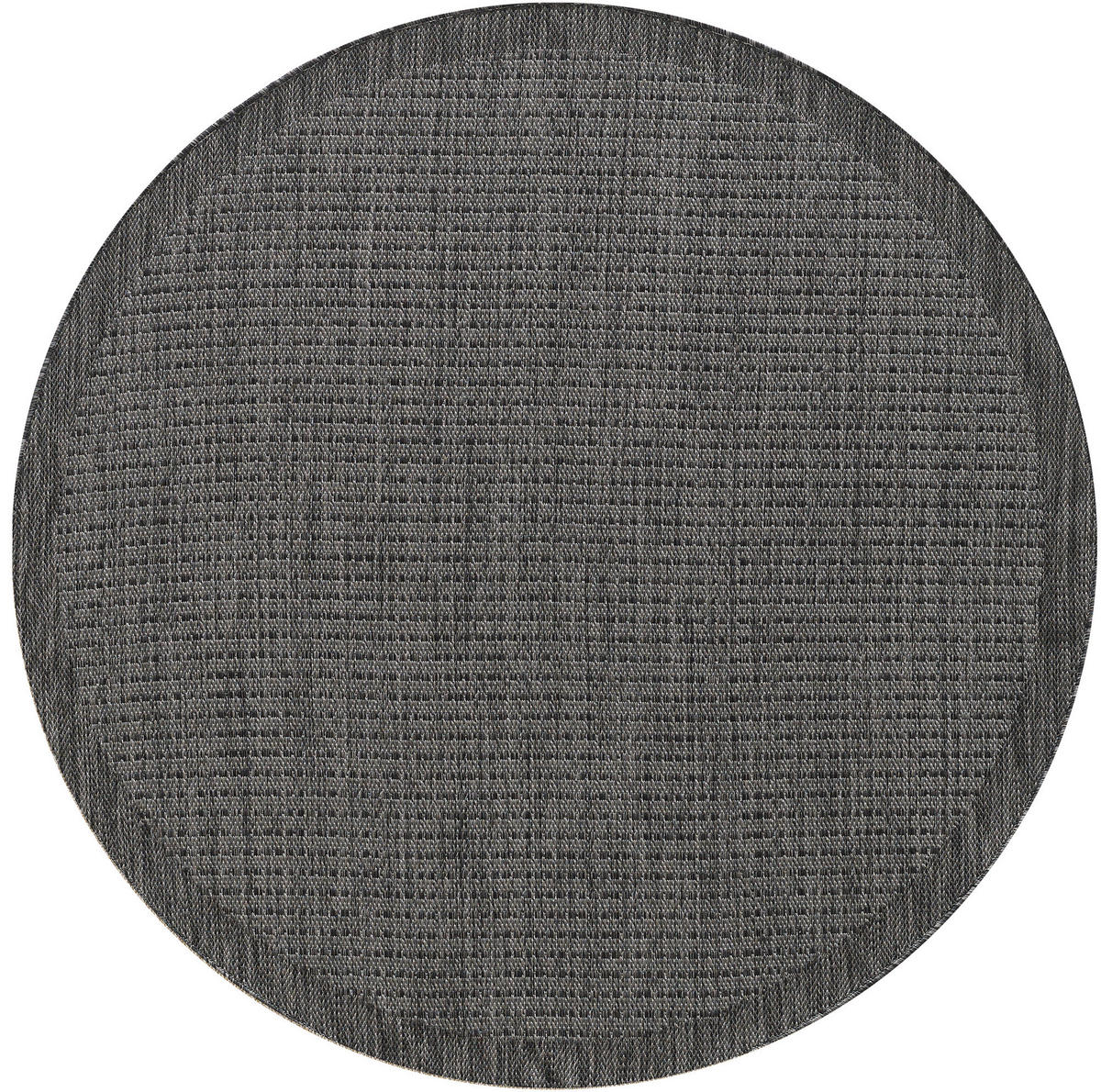 TEPPICH Outdoor Flachgewebe Uni-Farbe Polypropylen Balkon Schwarz Rund 200x200 - Schwarz, Textil (200/200cm) - KADIMA DESIGN