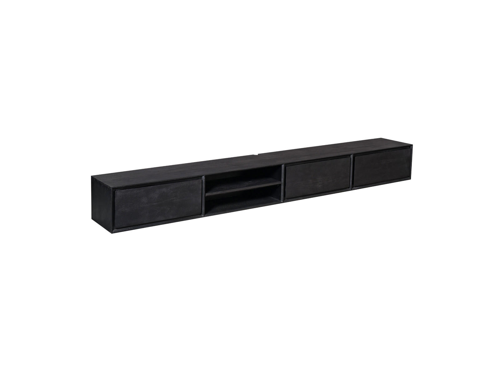 LOWBOARD Amoria Mangoholz 280 cm / 35 cm Schwarz - Schwarz, Holz (280/30/35cm) - Villa Möbel