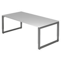 SCHREIBTISCH Serie-R 100/200/74 cm in Grau/Graphitfarben - Graphitfarben/Grau, Holzwerkstoff (100/200/74cm) - bümö
