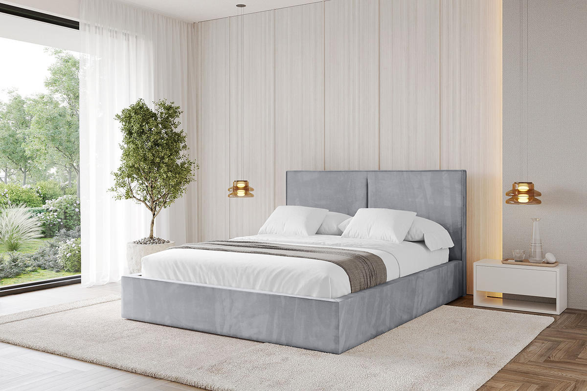 POLSTERBETT mit Bettkasten und Lattenrost, Bett mit Matratze H3/H4 - VANTO 180x200 Hellgrau - Hellgrau, Holzwerkstoff/Textil (180/200cm) - ALTDECOR