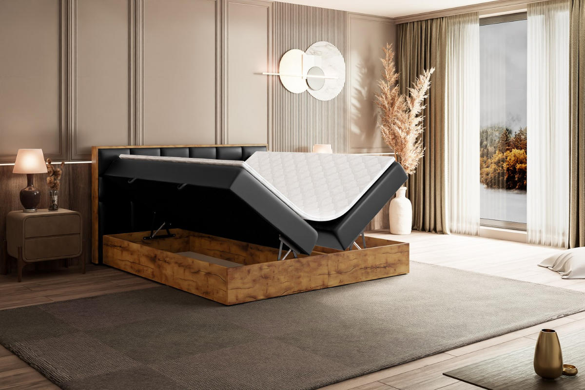 BOXBETT mit Matratze H3 und Lattenrost - LOLLI2 - 160x200 - Schwarz Hochglanz - Schwarz, Holzwerkstoff/Kunststoff (160/200cm) - ALTDECOR