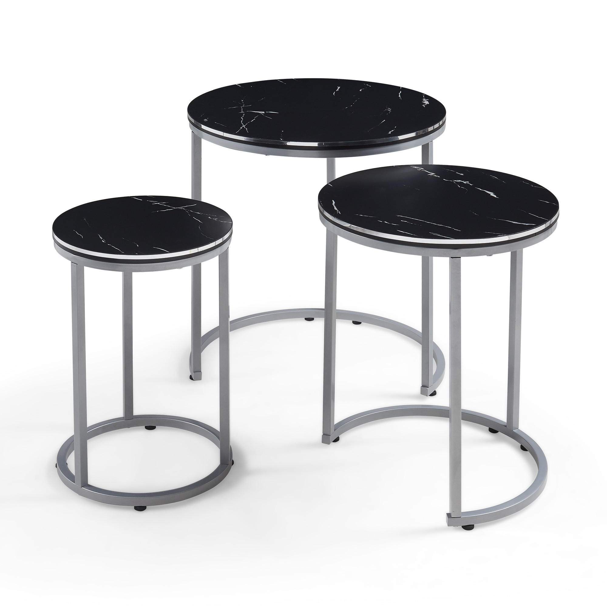 SATZTISCH Bornholm 50/50/55 - Schwarz, Holzwerkstoff (50/50/55cm) - [en.casa]