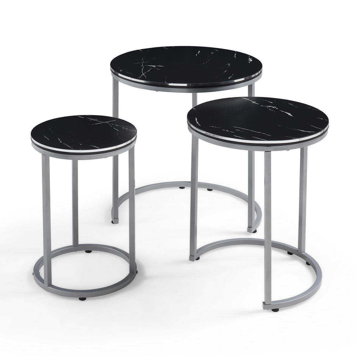 SATZTISCH Bornholm 50/50/55 - Schwarz, Holzwerkstoff (50/50/55cm) - [en.casa]