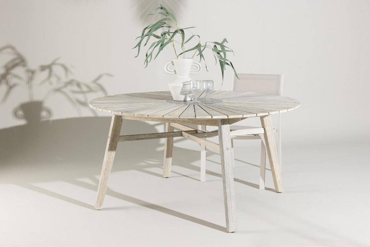 GARTENTISCH, Rives, Whitewash, Akazie., 150 x 150 x 75 cm - Weiß, Holz (150/150/75cm) - ebuy24