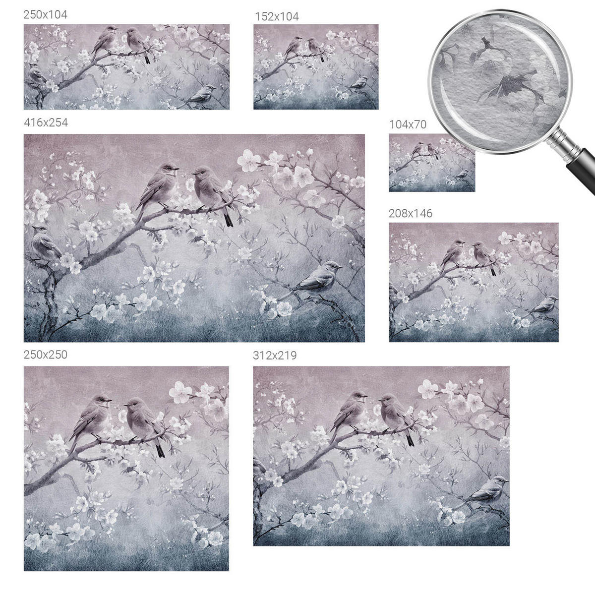 FOTOTAPETE 104x70 cm - Subtile Natur - Grau, Textil (104/70cm) - Wallfluent