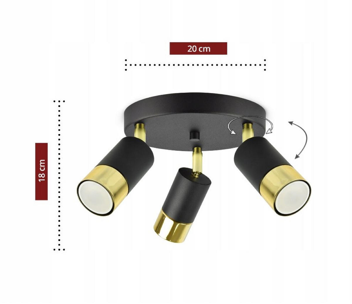 DECKENLEUCHTE Milano Tube - Goldfarben/Schwarz, Metall (20/20/18cm) - kiki design