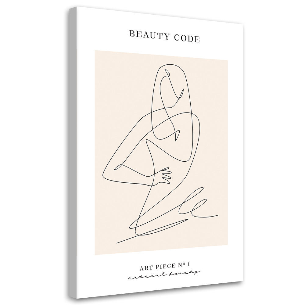 WANDBILD frau linienkunst - Beige, Textil (40/60cm) - Feeby