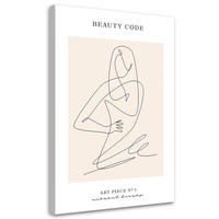 WANDBILD frau linienkunst - Beige, Textil (40/60cm) - Feeby