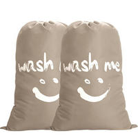 WÄSCHESACK 2-teiliges Set 125L Khaki - Olivgrün, Textil (66/92/66cm)