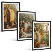 BILDER SET 3er Set - 40x60 cm Schwarzer Rahmen - Zitrustöpfe für sonnige Terrassen - Schwarz, Kunststoff (40/60cm) - TULUP