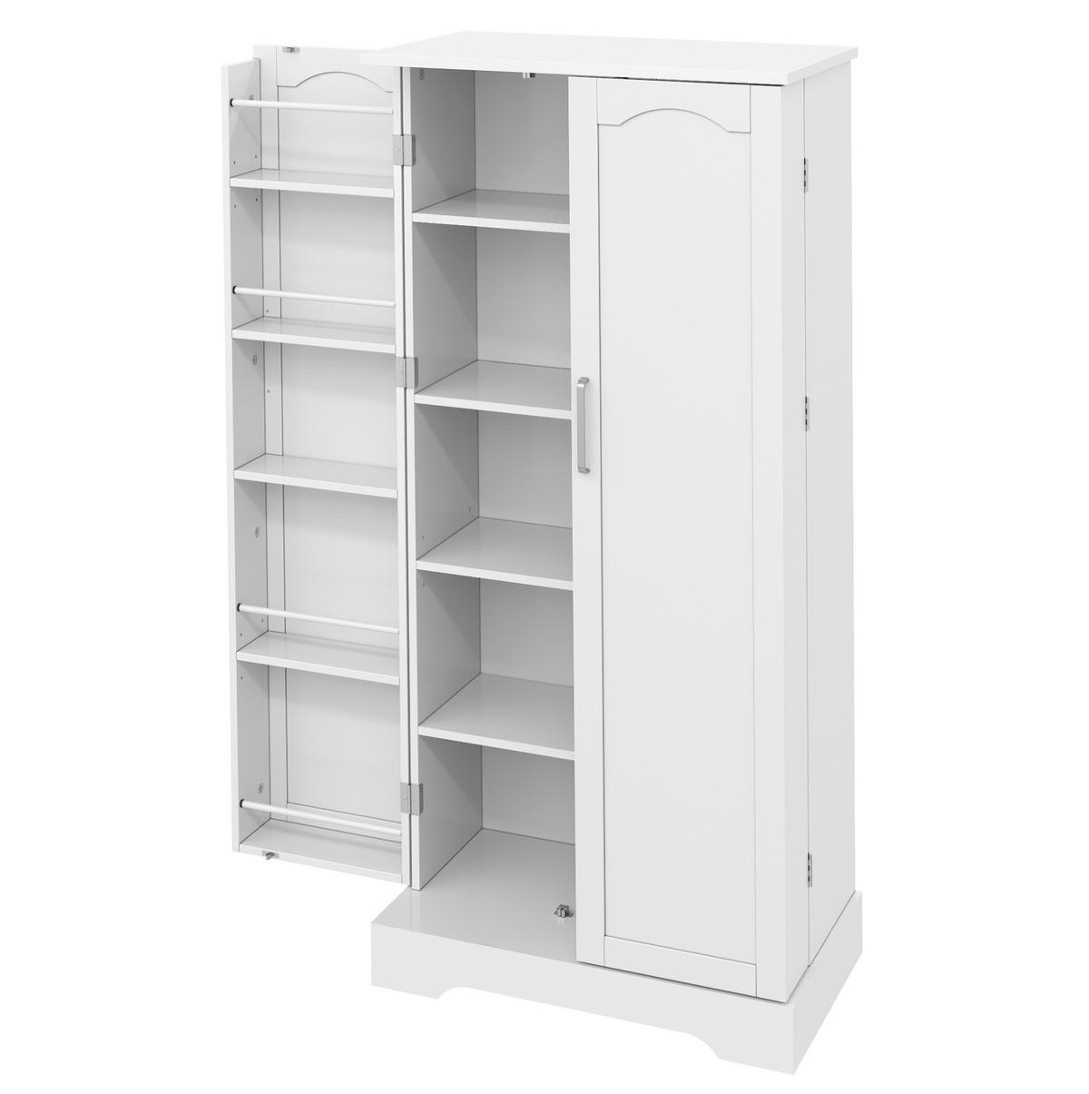 KUCHYŇSKÁ skříňka z MDF a dřevotřísky 60x35x128 cm bílá s LED senzorovým osvětlením a nastavitelnými policemi - bílá, kompozitní dřevo (60/128/35cm) - Modfu