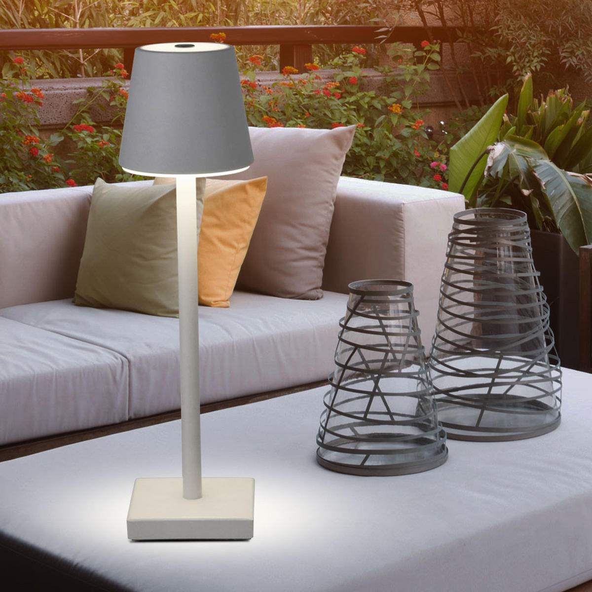 LED TISCHLEUCHTE Weiß Touchdimmer Spritzwassergeschützt - Weiß, Metall (12/12/38cm)