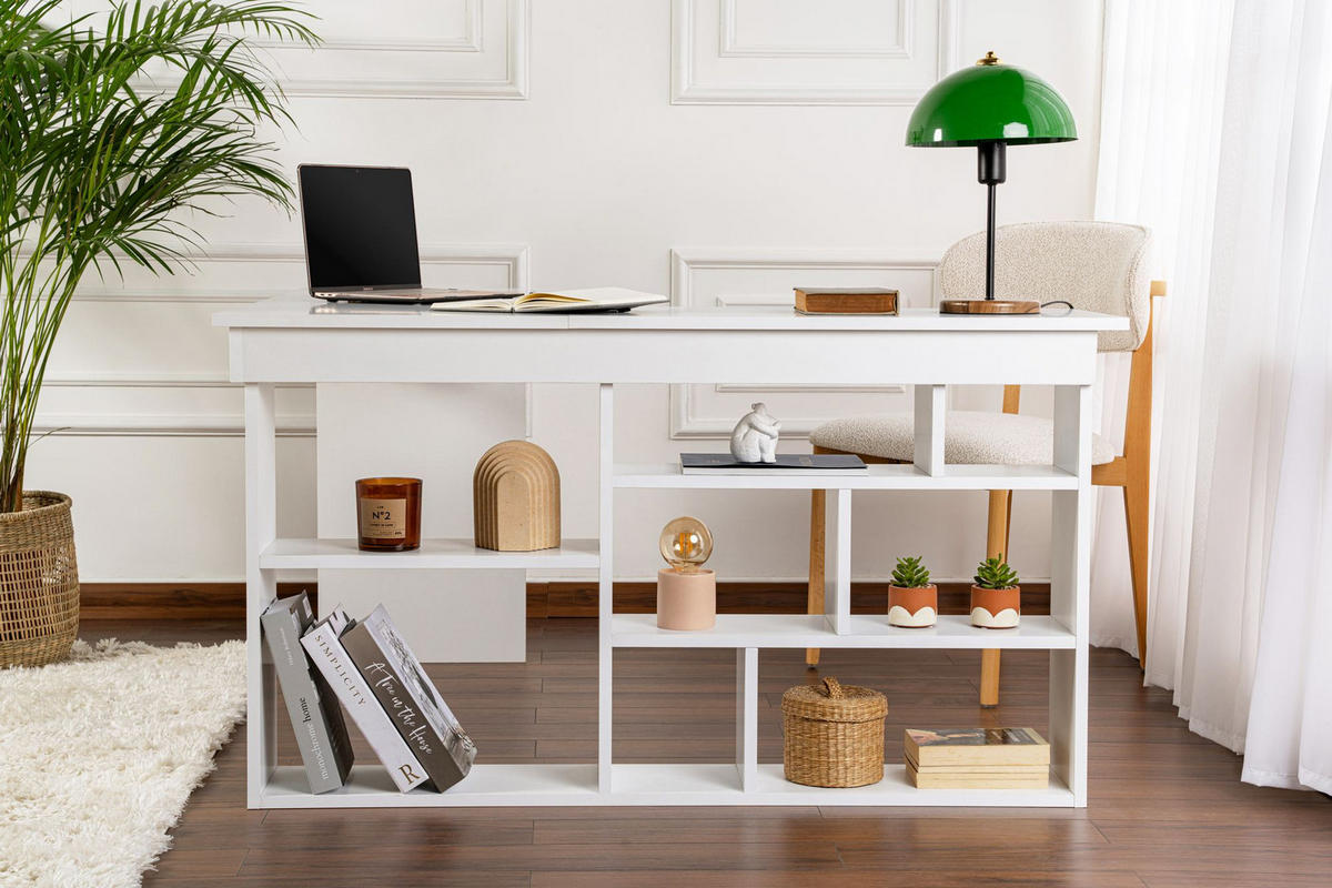 SCHREIBTISCH vesper weiss - Weiß, Holz (130/120/72cm) - Habitat Garten