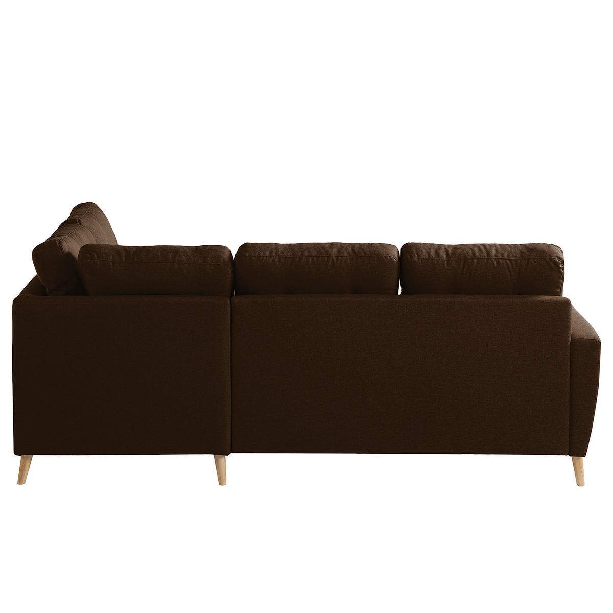 ECKSOFA mit Ottomane - Webstoff - Hellbraun/Dunkelbraun, Holz/Textil (230/200cm) - home24