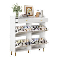 SCHUHSCHRANK schmal 4 Türen Weiß 106.5x25x105.5cm - Weiß, Holzwerkstoff (25/105.5/106.5cm) - FLIEKS