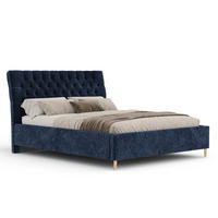 POLSTERBETT Vezzola Marineblau 180/200 cm im Chenille-Stoff - Naturfarben/Dunkelblau, Holz/Holzwerkstoff (180/200cm) - Maison de Reve