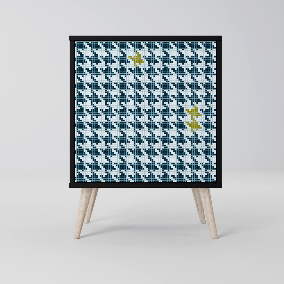 SIDEBOARD OUT OF CONTEXT, Schwarz, 57,5x42x75,5 cm, Goldfarbene Metallfüße - Goldfarben/Multicolor, Holzwerkstoff/Metall (57.5/75.5/42cm) - SpaceRebels