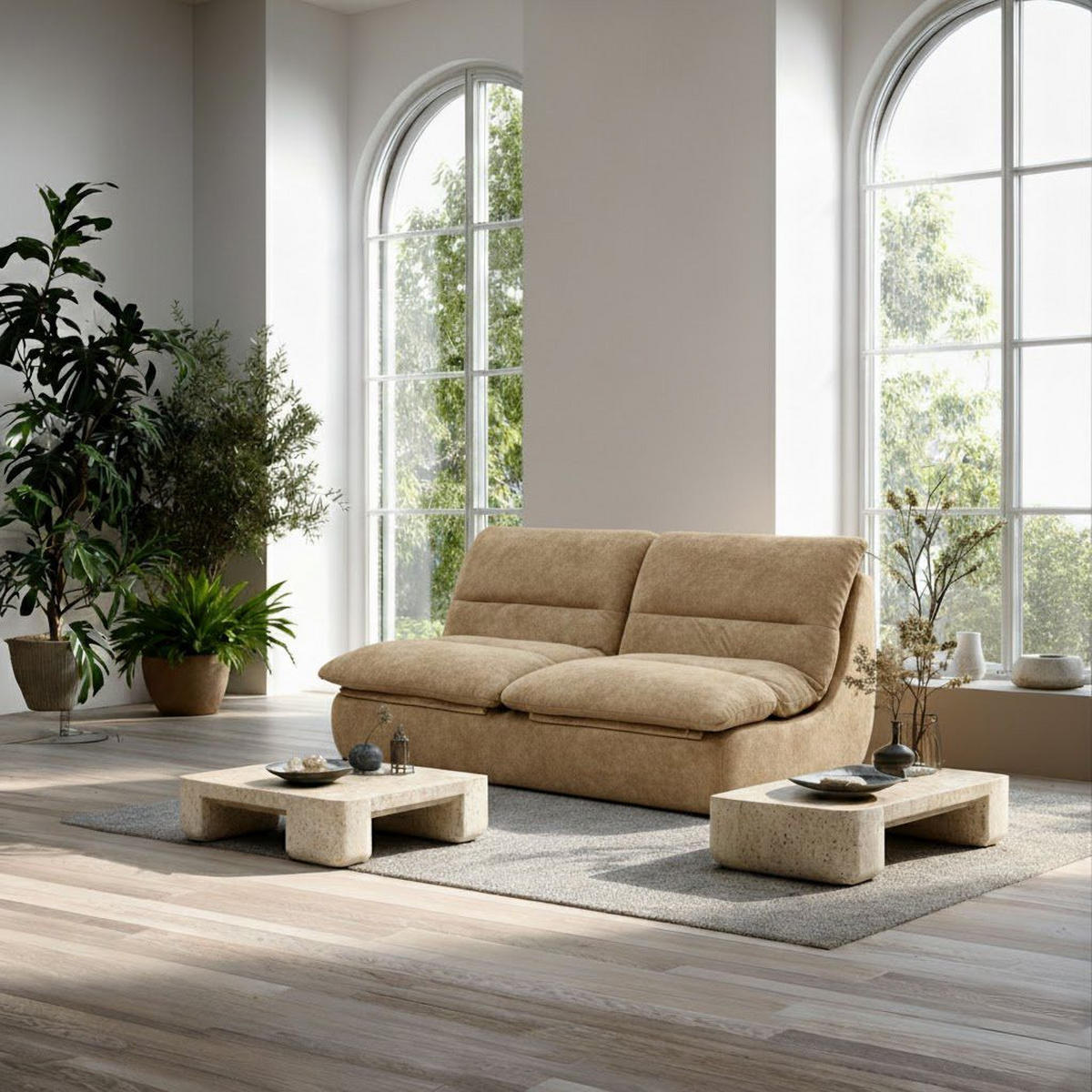 SOFA Nuvia Doppel 2-Sitzer - Sand - Beige, Textil (160/73/100cm) - COCO Living