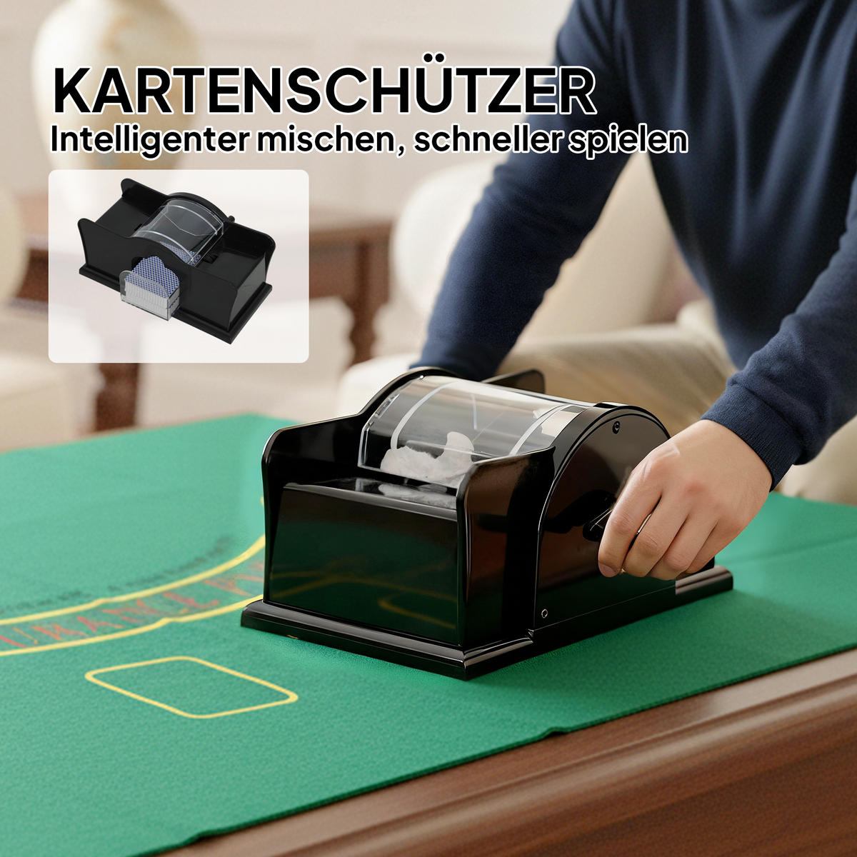 POKERSET DE-10830 300 Chips & Kartenmischer für 8 Spieler Silber - Silberfarben, Metall (30/36cm) - ComfortXL