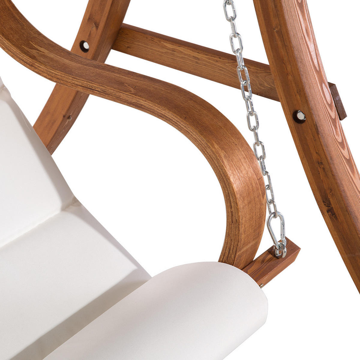 GARTENSCHAUKEL Lärchenholz dunkelbraun Sonnendach beige Aprilia - Dunkelbraun, Textil (202/200/120cm) - Beliani