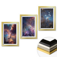 WANDBILDER 3er Set - 20x30 cm Goldrahmen - Kosmische Sternenlandschaften - Goldfarben, Kunststoff (20/30cm) - ArtPrintCave