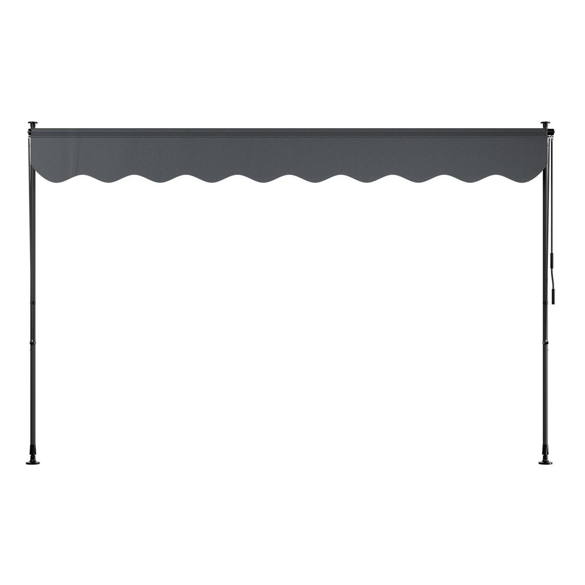 KLEMMMARKISE Kapstadt grau 300x120 cm - Grau, Textil (300/200/120cm) - Juskys